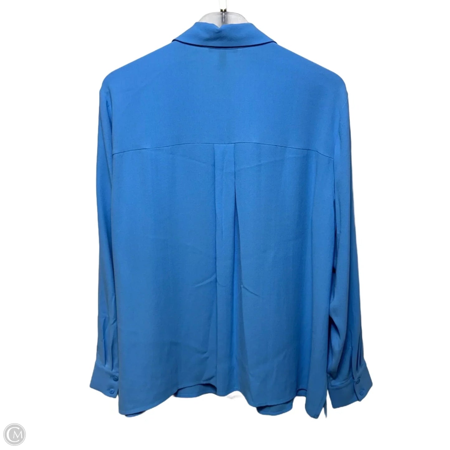 Silk Georgette Crepe Classic Collar Shirt By Eileen Fisher In Azure Blue, Size: L