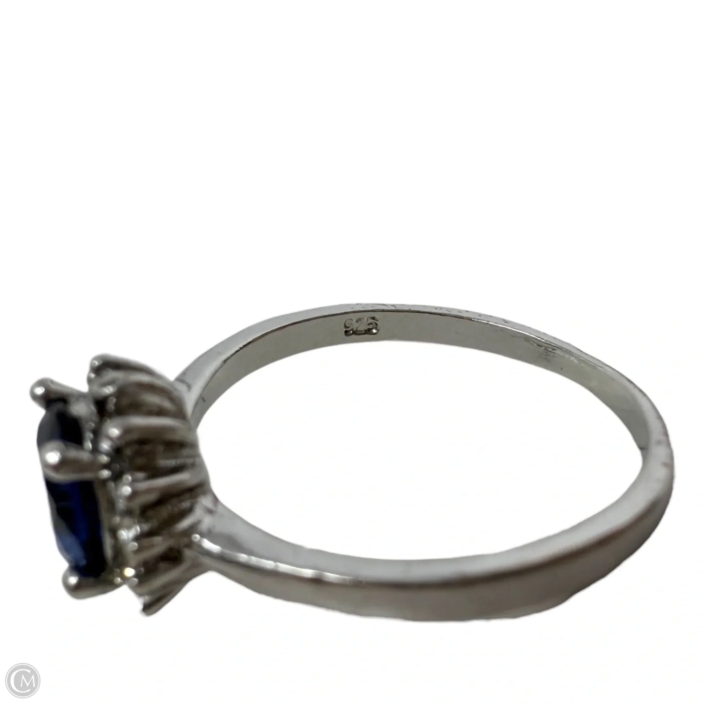 Sterling Silver & Sapphire CZ Princess Diana Replica Ring, Size: 11