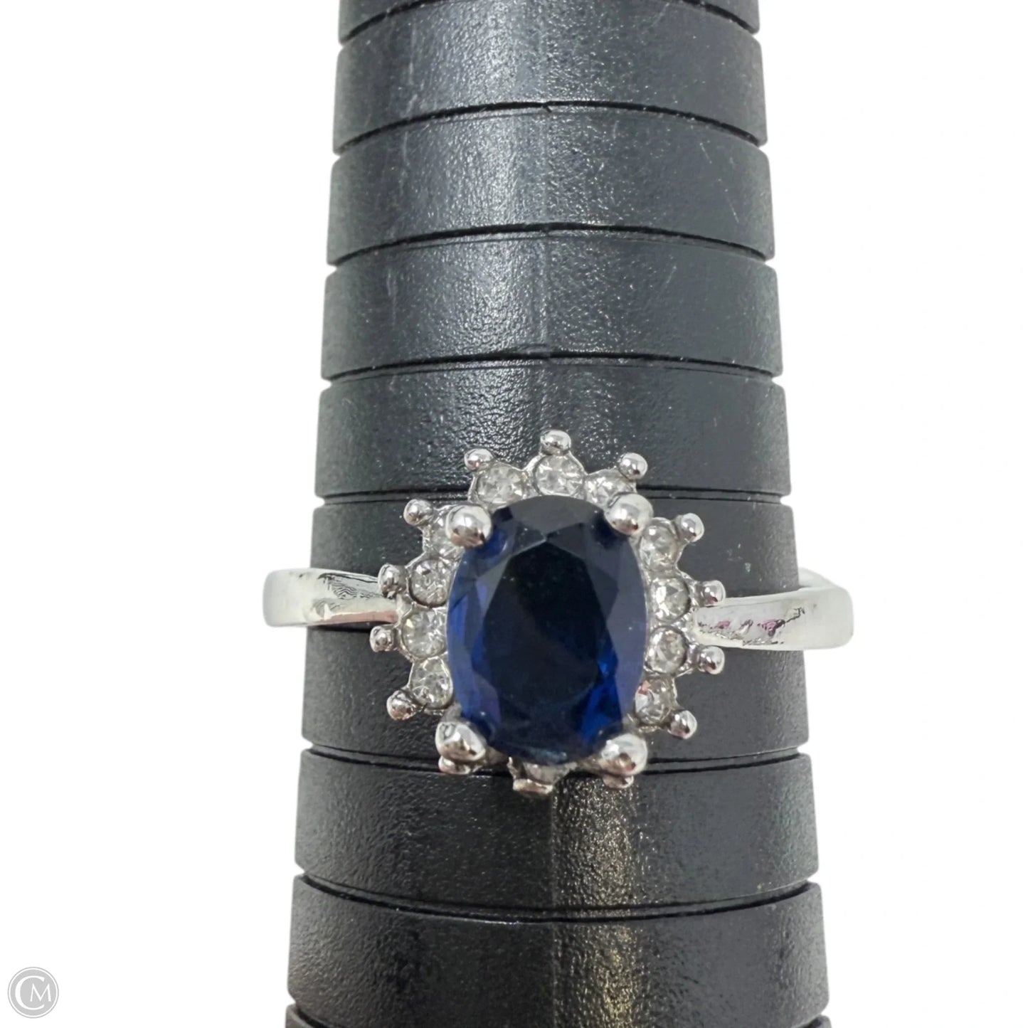 Sterling Silver & Sapphire CZ Princess Diana Replica Ring, Size: 11