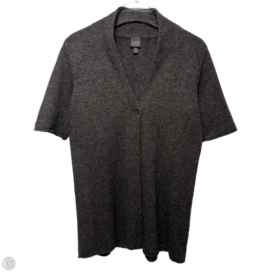 Merino Wool Blend Sweater Cardigan By Eileen Fisher In Brown, Size: S