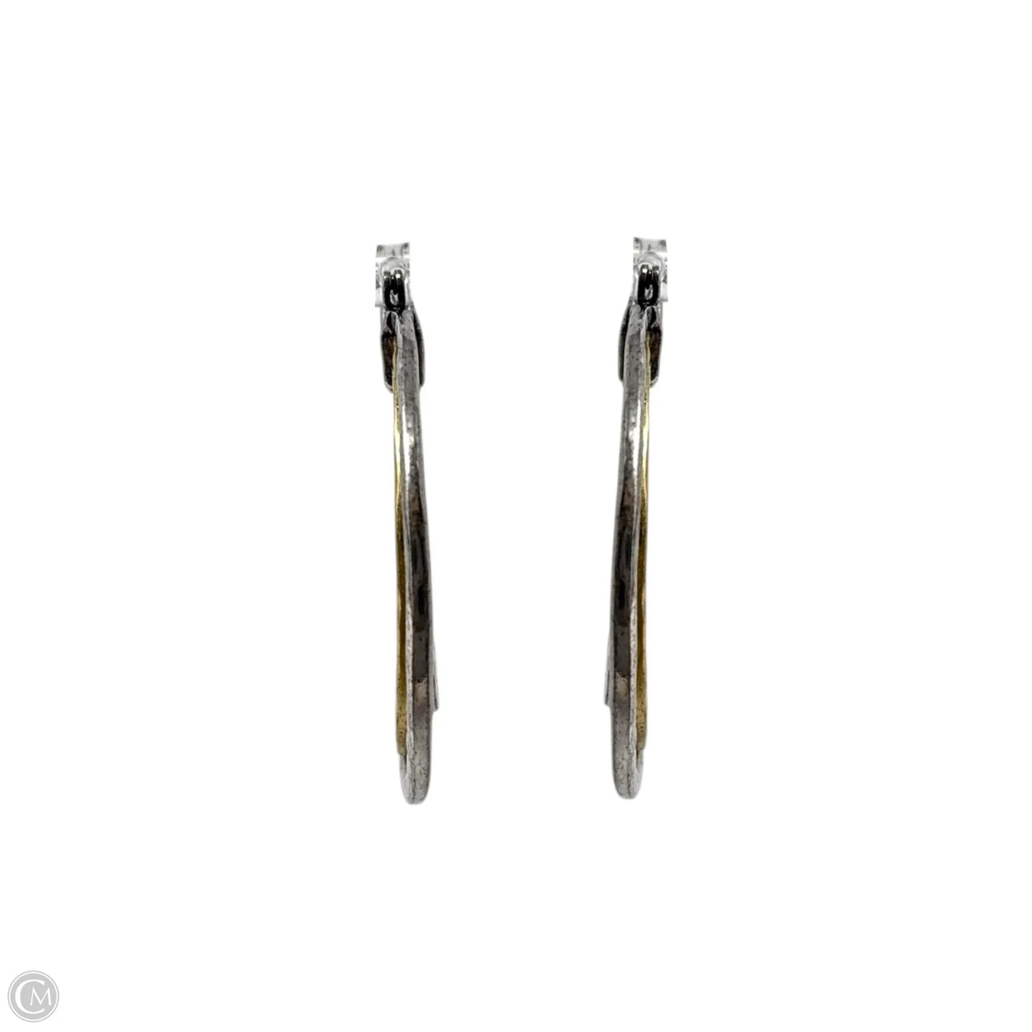 Two Tone Triple Hammered Hoop Earrings