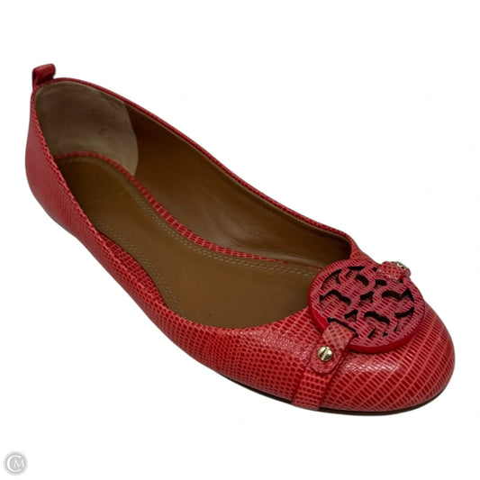 Logo Flats Shoes Designer By Tory Burch In Red, Size: 7.5