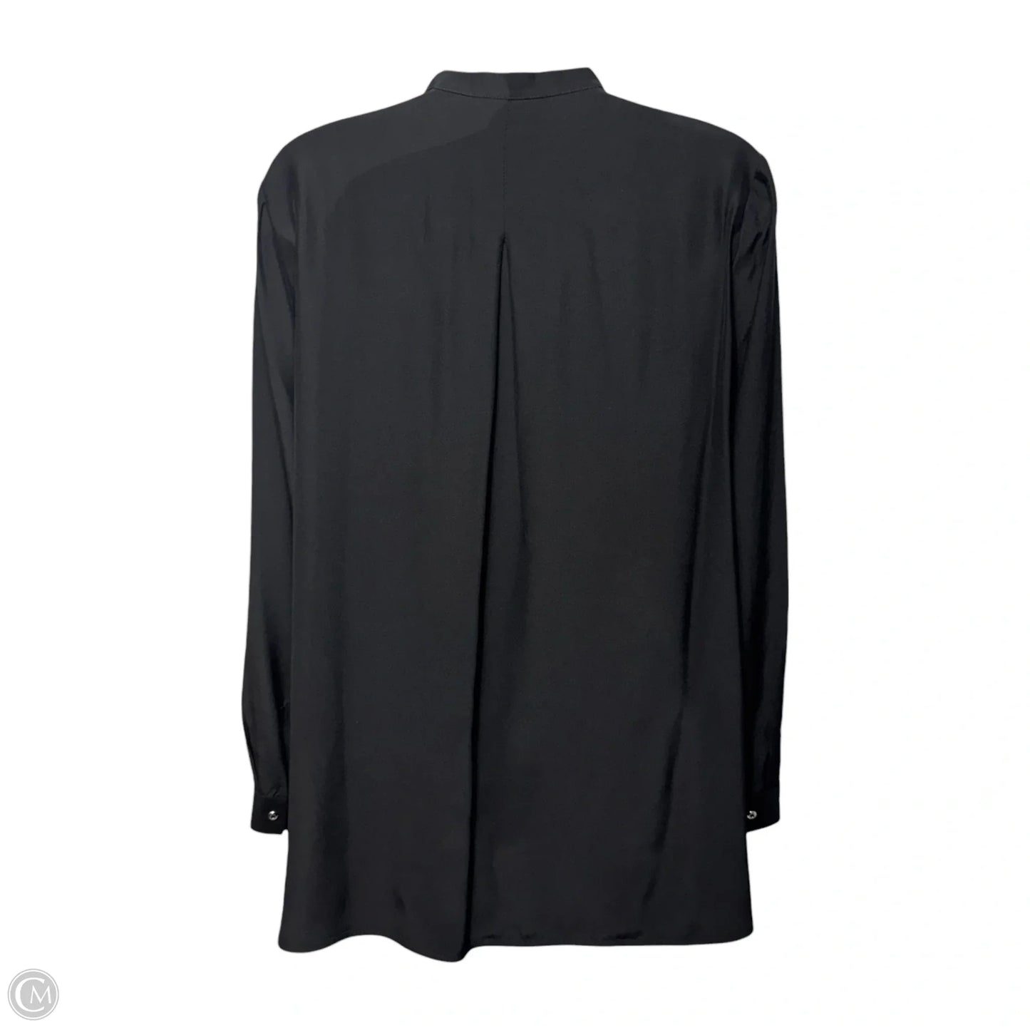 Silk Top Long Sleeve Designer By Lafayette 148 In Black & Silver, Size: S