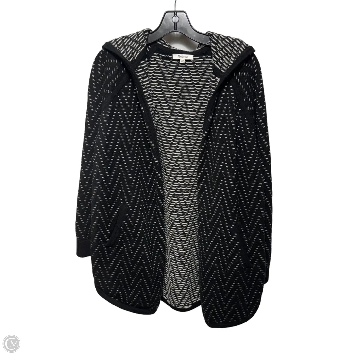 Merino Woolen Sweater Coat By Madewell In Black & White, Size: XXS/XS
