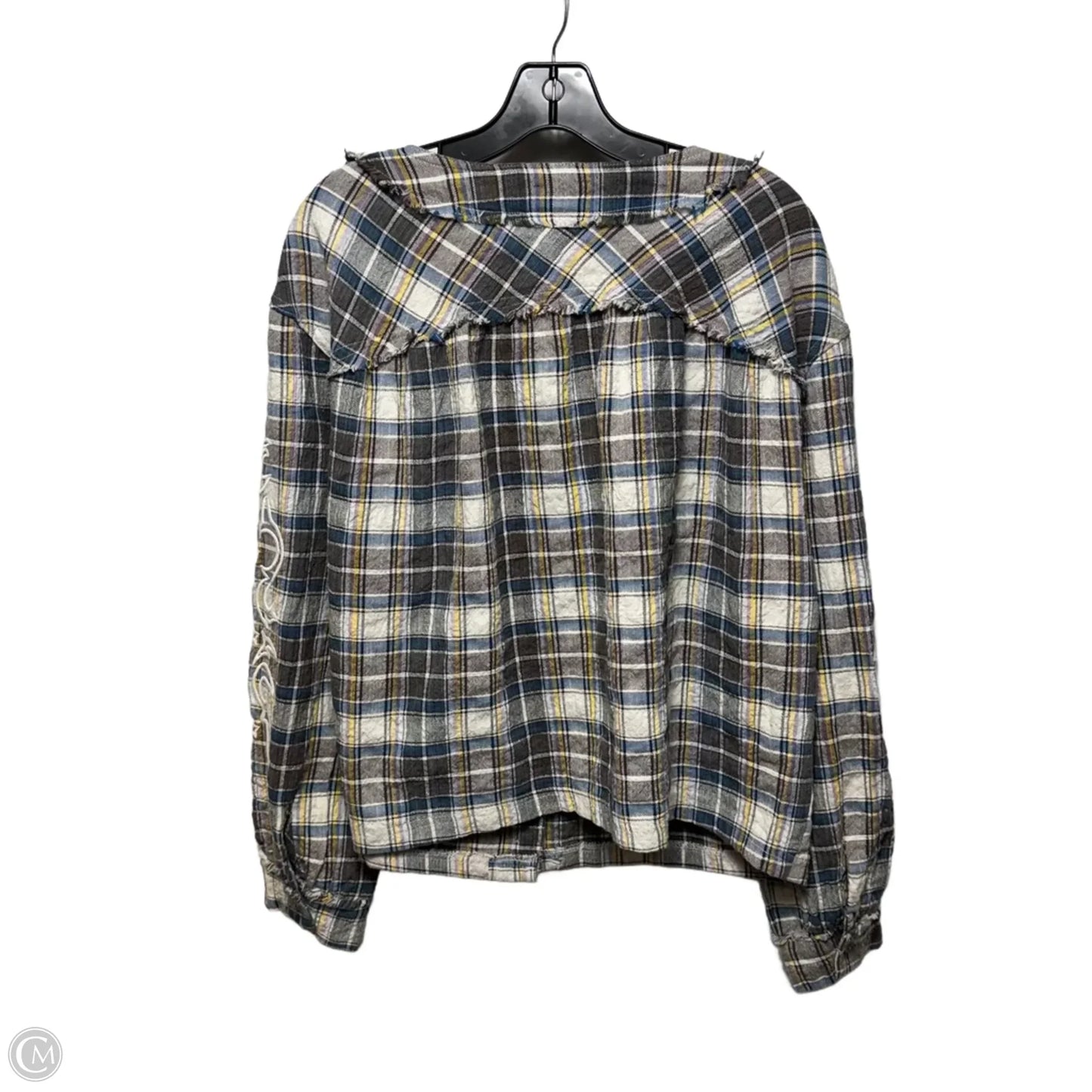 Top Long Sleeve By Pol In Plaid Pattern, Size: S