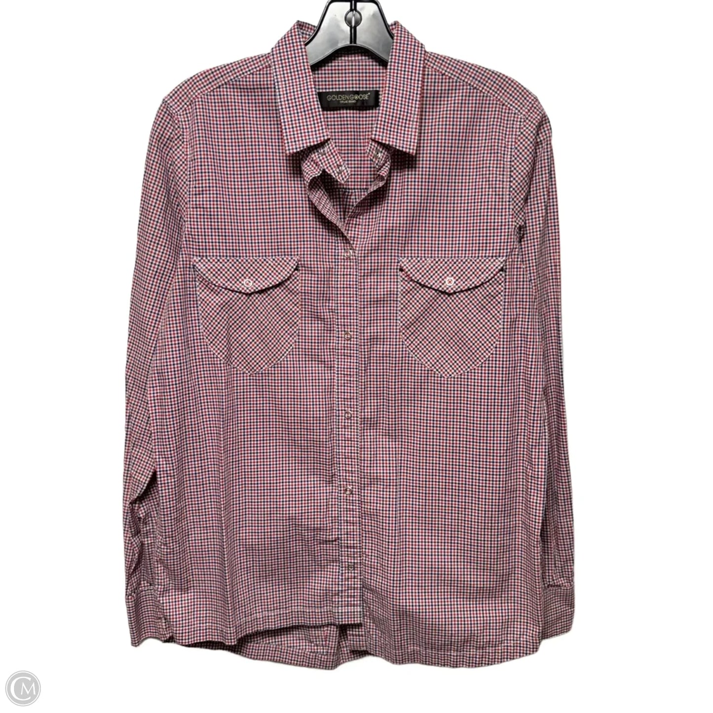 Top Long Sleeve Luxury Designer By Golden Goose In Checkered Pattern, Size: L