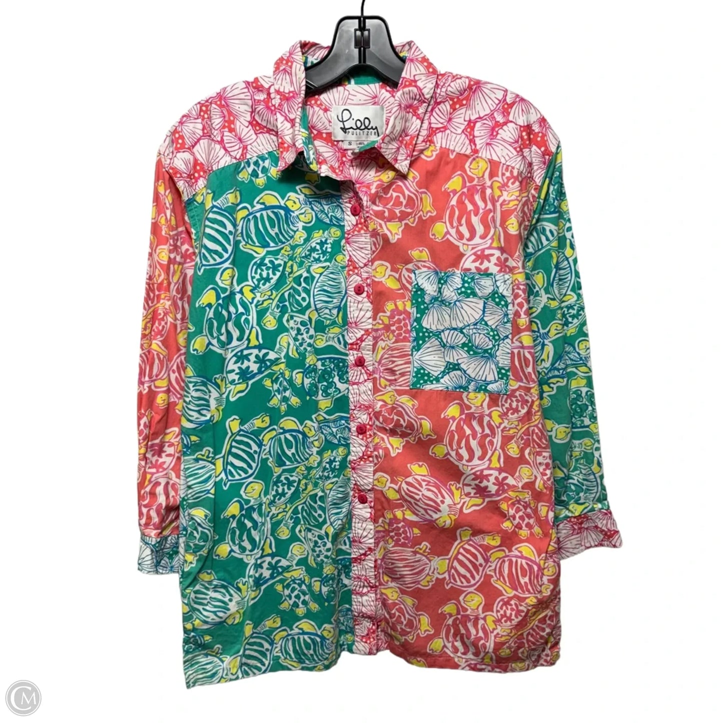 Vintage Tiger Lilly Button Down Shirt Designer By Lilly Pulitzer In Animal Print, Size: S