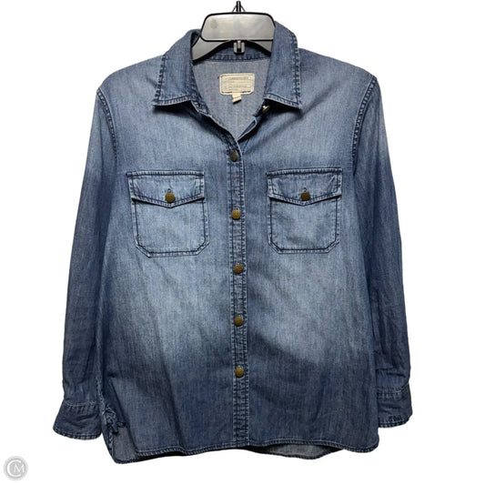 Top Long Sleeve By Current/elliott In Blue Denim, Size: L