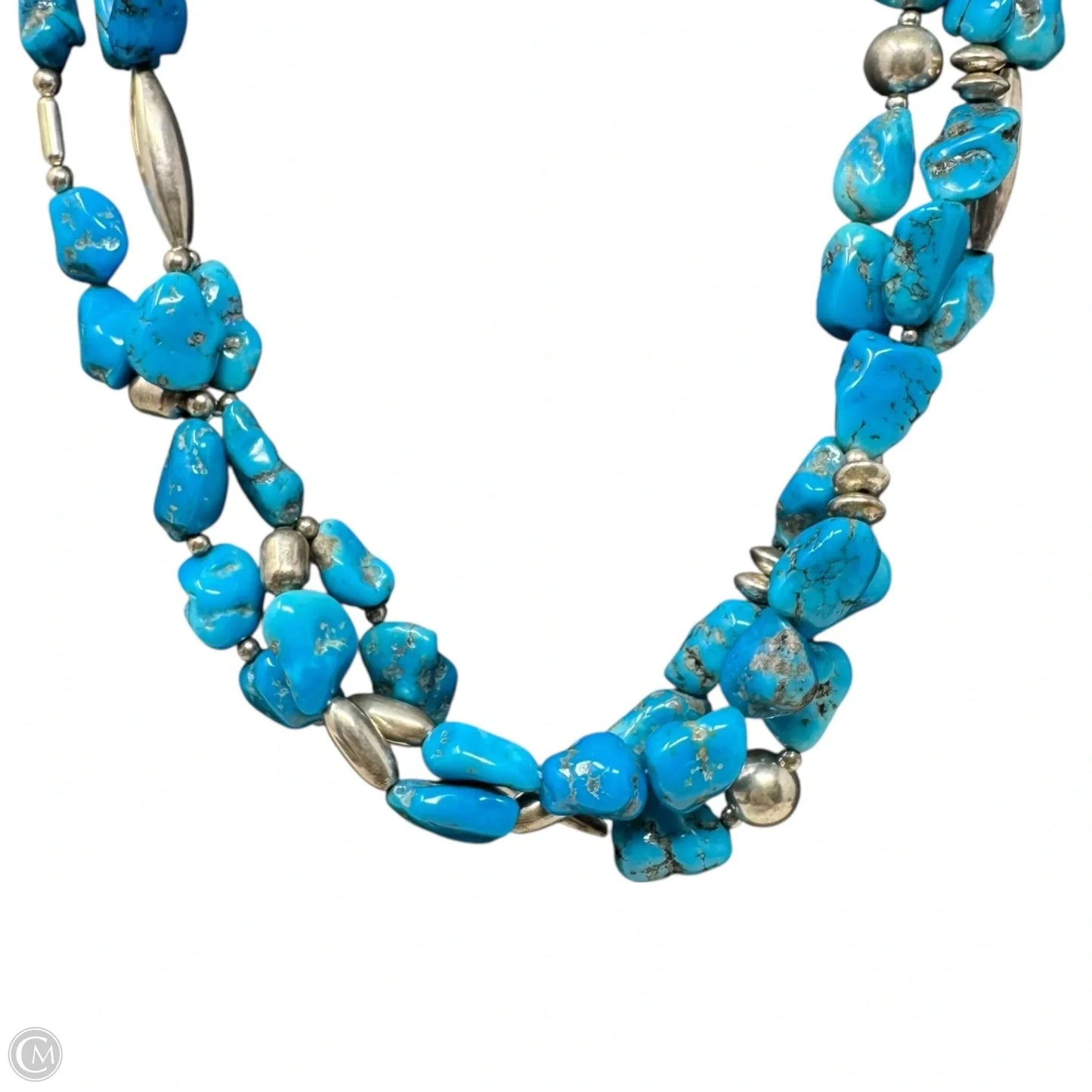 Layered Nugget Necklace Sterling Clasp