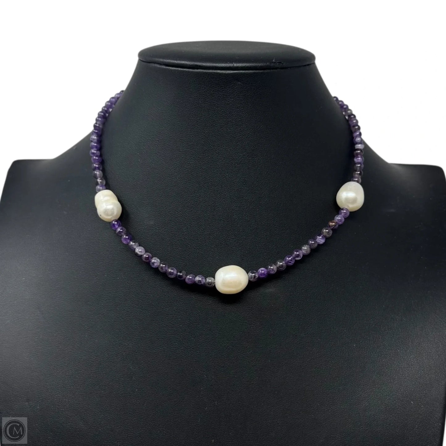 Pearl & Purple Bead Short Necklace