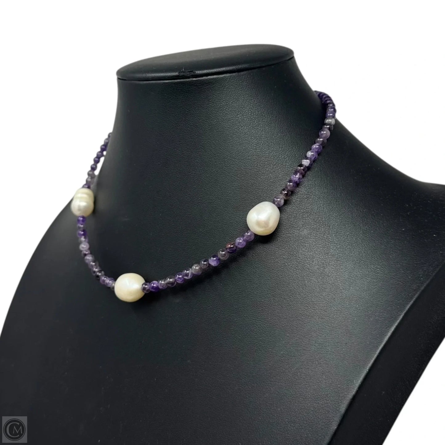 Pearl & Purple Bead Short Necklace