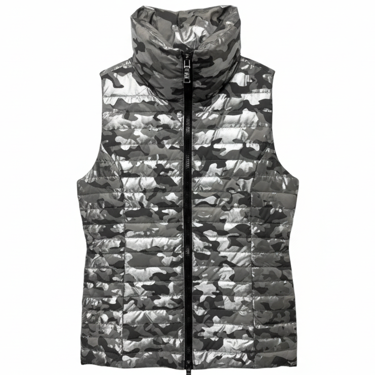 Duck Down Vest Puffer & Quilted By Think Royln In Camouflage Print, Size: M