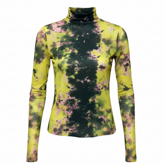 Zadie Mesh Sheer Top By AFRM In Limelight Tie Dye, Size: L