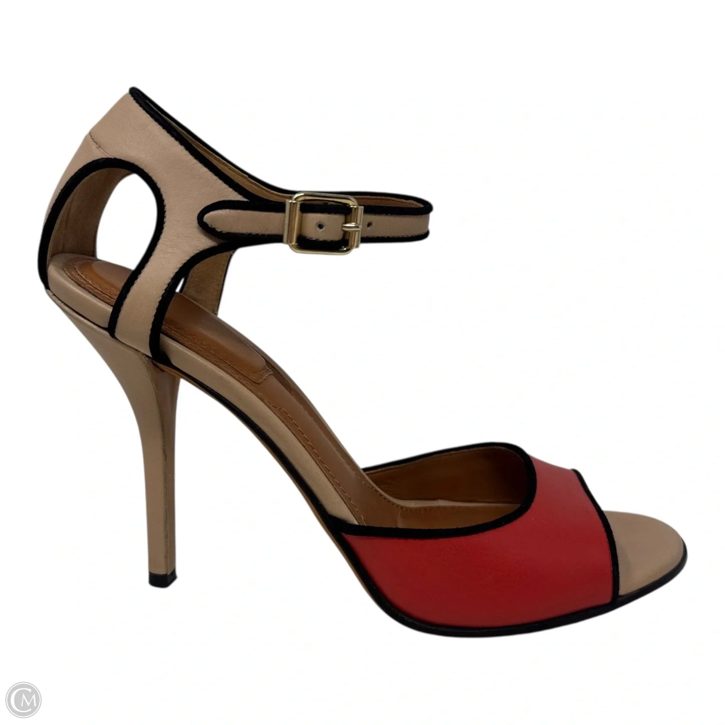 SS 2012 RTW Collection Leather Colorblock Ankle Strap Stiletto Sandals Luxury Designer By Givenchy In Cream, Size: 8 (EU 38.5)