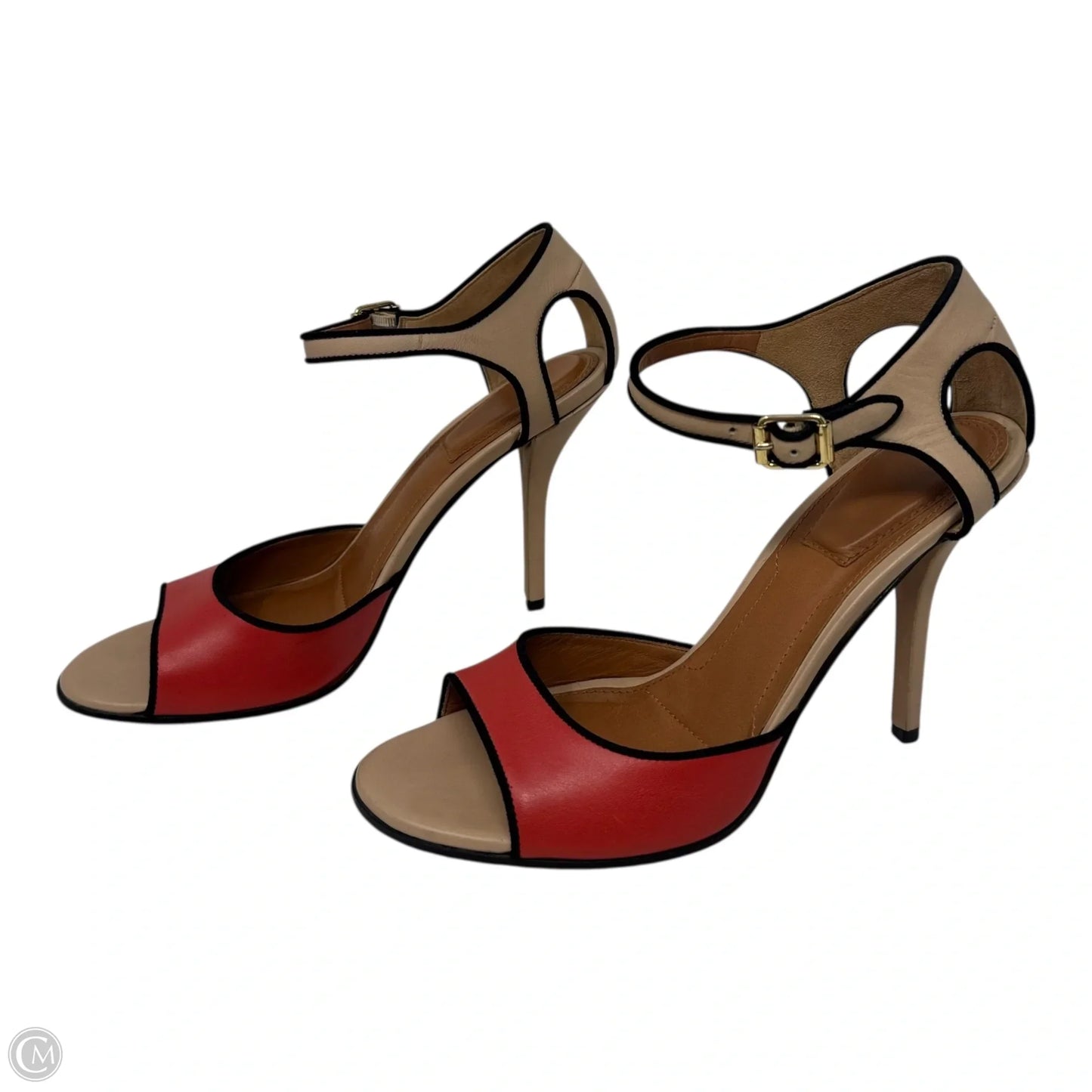 SS 2012 RTW Collection Leather Colorblock Ankle Strap Stiletto Sandals Luxury Designer By Givenchy In Cream, Size: 8 (EU 38.5)
