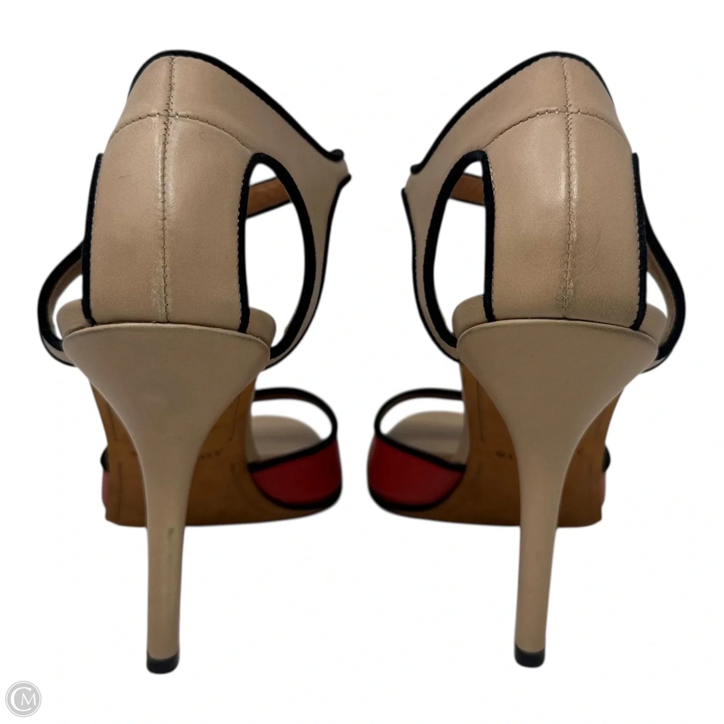 SS 2012 RTW Collection Leather Colorblock Ankle Strap Stiletto Sandals Luxury Designer By Givenchy In Cream, Size: 8 (EU 38.5)