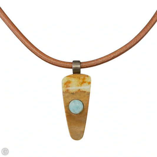 Larimar & Stone Pendant Leather Cord Necklace