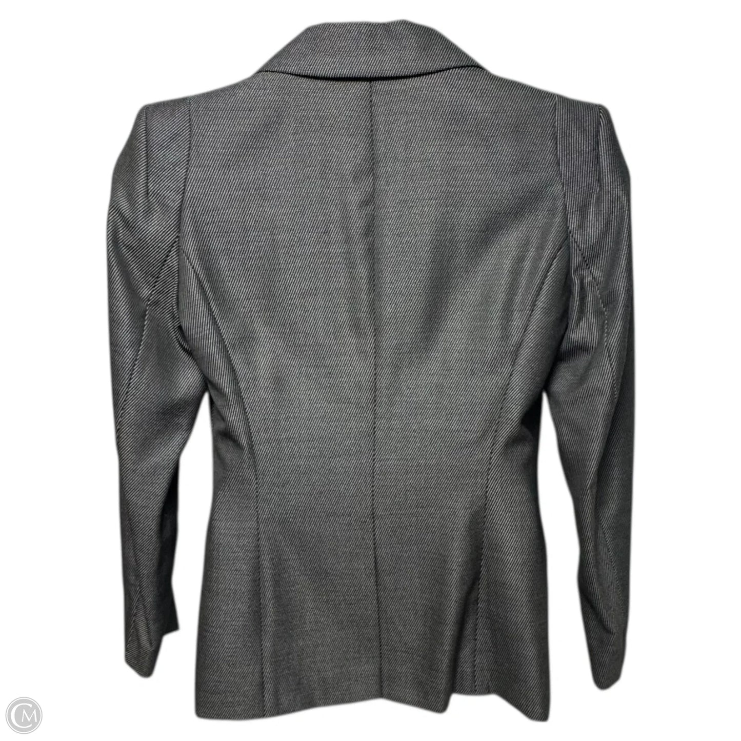 Wool Silk Blend Single Breasted 2 Button Tailored Blazer Designer By Escada In Black & White, Size: M (40 EU)