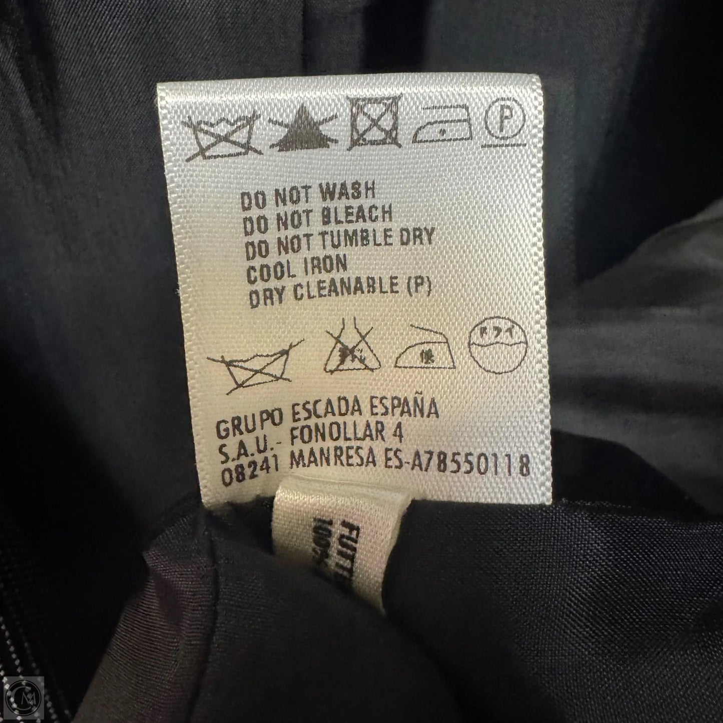 Wool Silk Blend Single Breasted 2 Button Tailored Blazer Designer By Escada In Black & White, Size: M (40 EU)