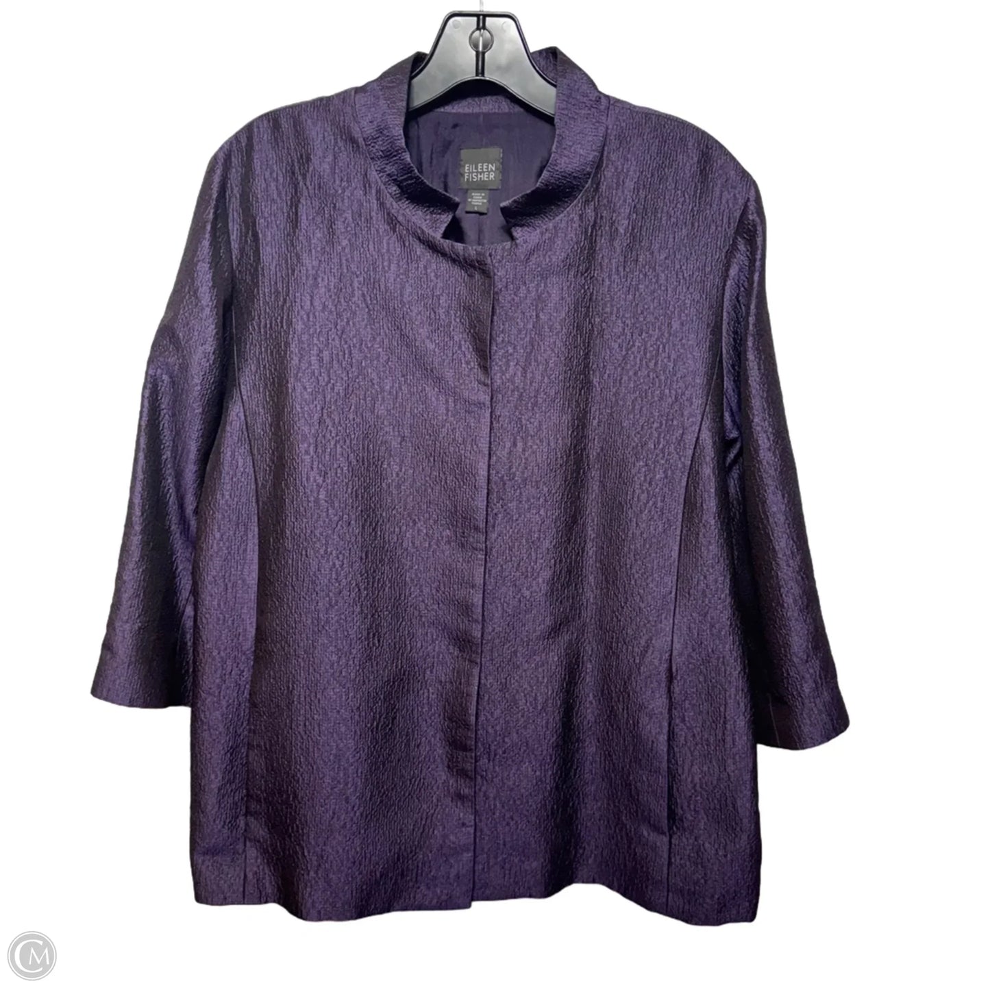 Silk Blazer By Eileen Fisher In Purple, Size: L