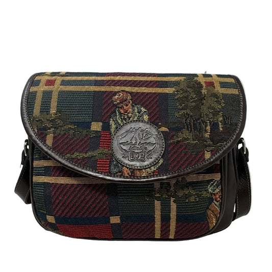 Leather & “Golfer” Tapestry Crossbody Bag By MAC Design Belts & Bags, Size: Medium