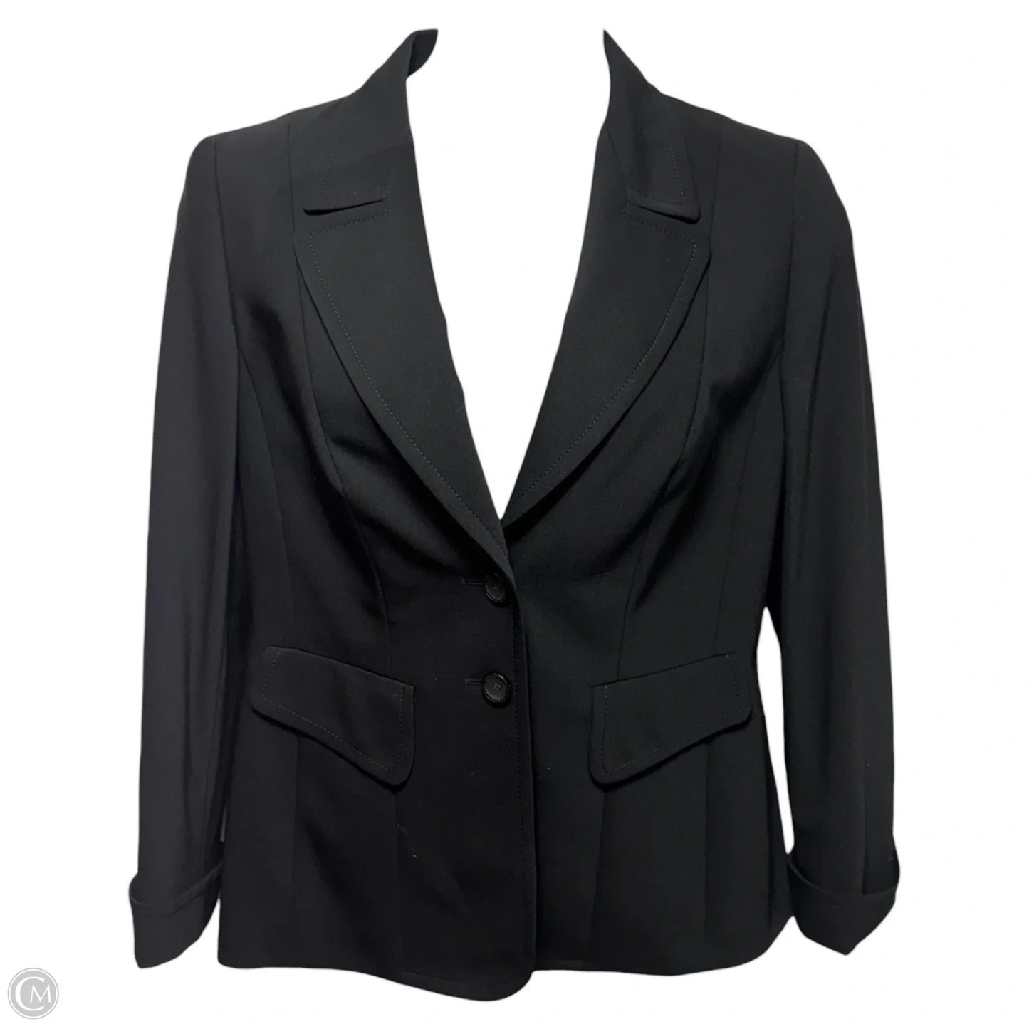 Stretch Wool Blazer Designer By Escada In Black, Size: M