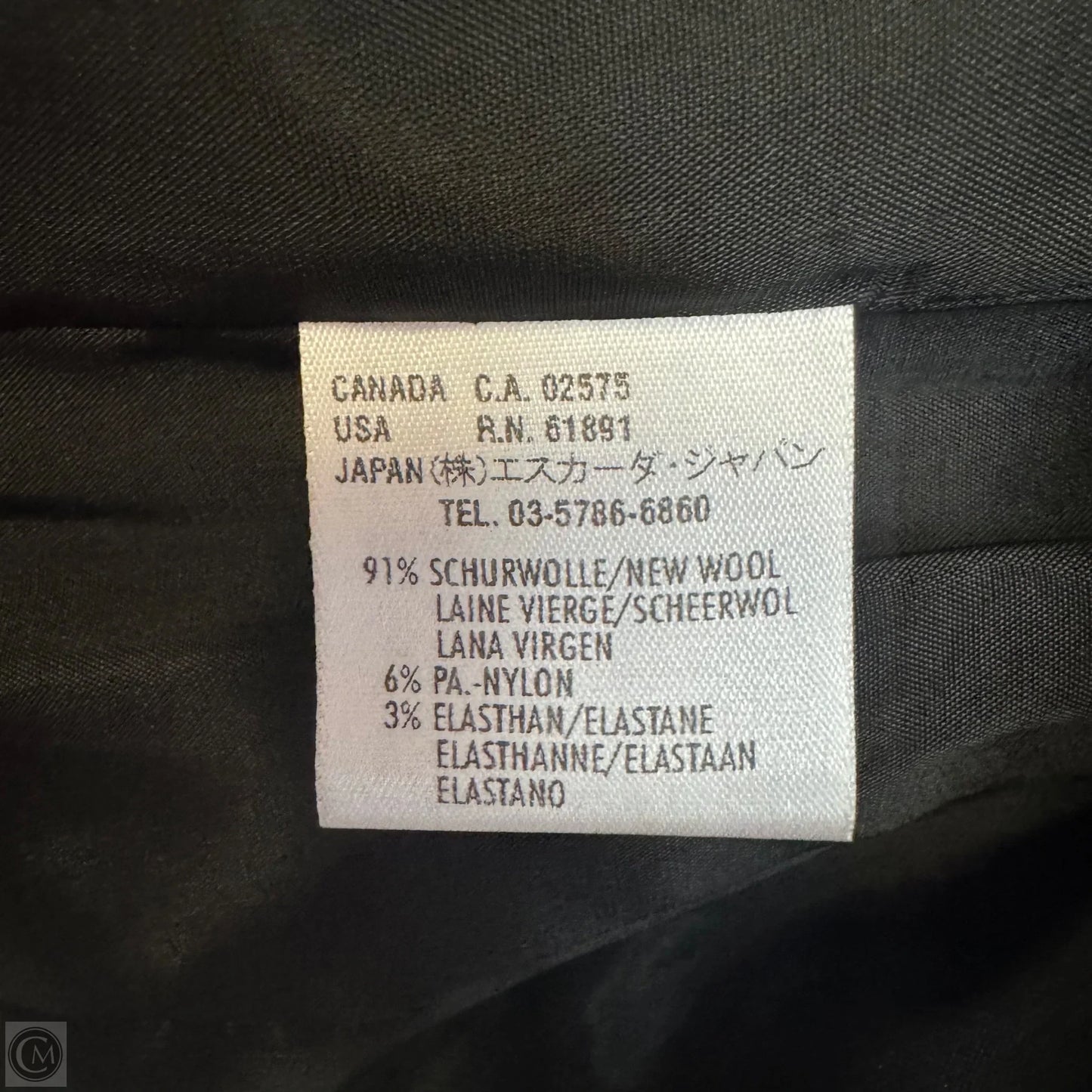 Stretch Wool Blazer Designer By Escada In Black, Size: M