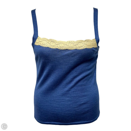 Cashmere Blend Knit Lace Camisole Luxury Designer By Valentino-Garavani In Blue, Size: L