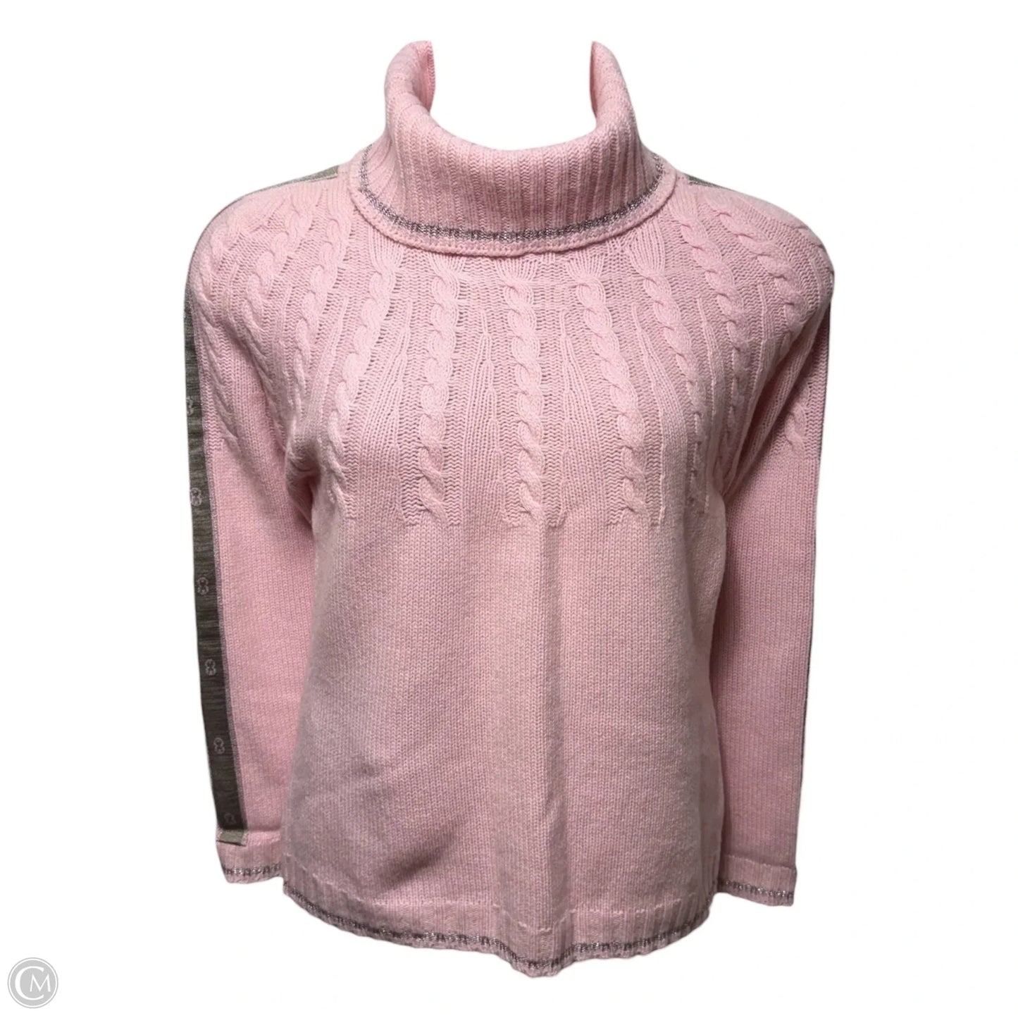 Cashmere Silk Blend Turtleneck Sweater Designer By Escada In Pink, Size: L