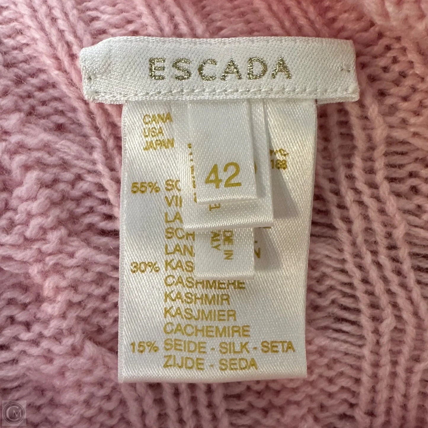 Cashmere Silk Blend Turtleneck Sweater Designer By Escada In Pink, Size: L