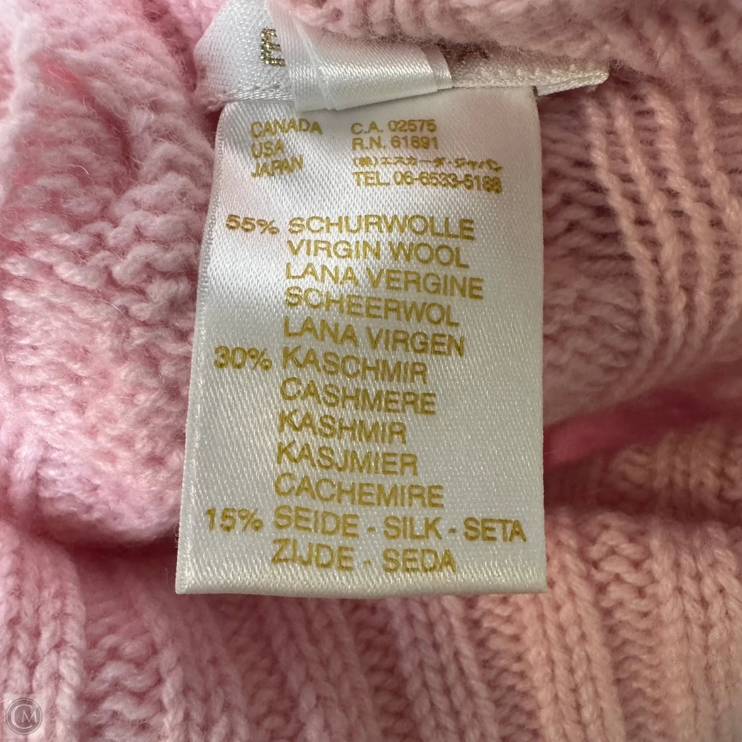 Cashmere Silk Blend Turtleneck Sweater Designer By Escada In Pink, Size: L