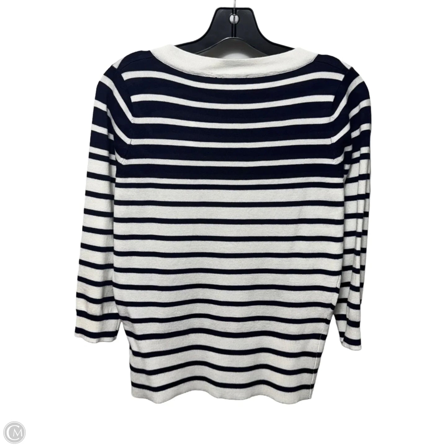 Sweater Cardigan Designer By Neiman Marcus In Striped Pattern, Size: M