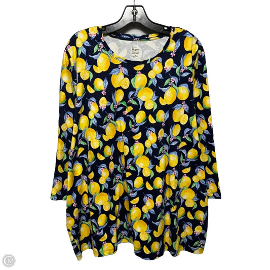 Lemons Top Long Sleeve By Kim Rogers In Multi-colored, Size: 3x