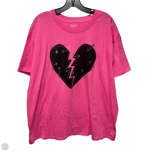 Oversized Fit Top Short Sleeve By Torrid In Pink, Size: 2x