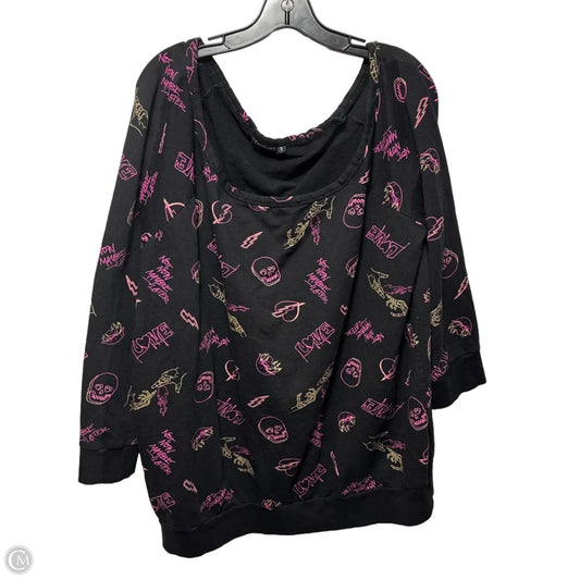 Off Shoulder Graphic Top Long Sleeve By Lovesick by Torrid In Multi-colored, Size: 3x