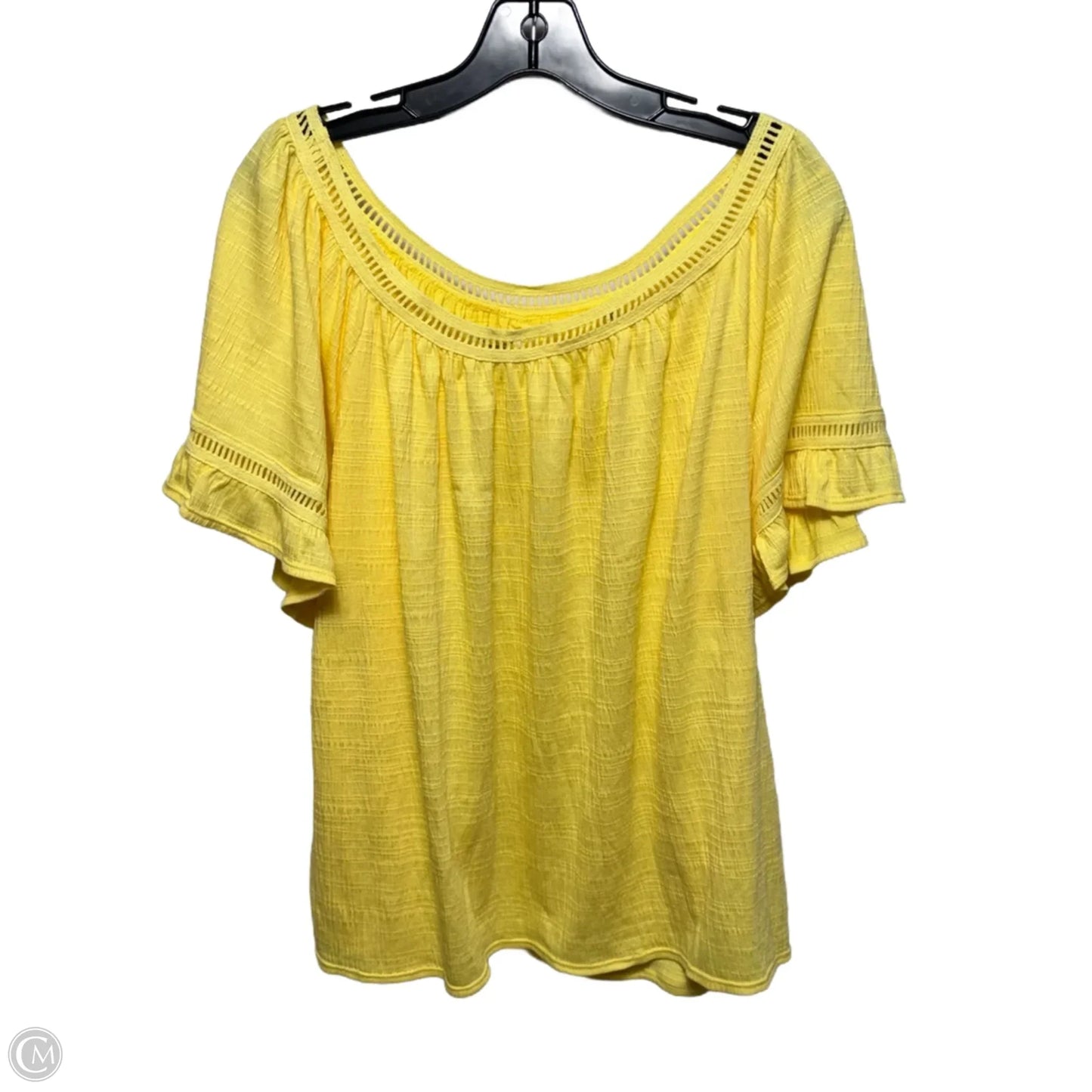 Top Short Sleeve By Max Studio In Light Yellow, Size: 2x