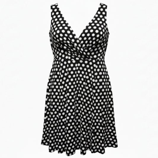 Poplin Fit & Flare Dress By Torrid x Betsey Johnson In Polkadot Pattern, Size: 1x