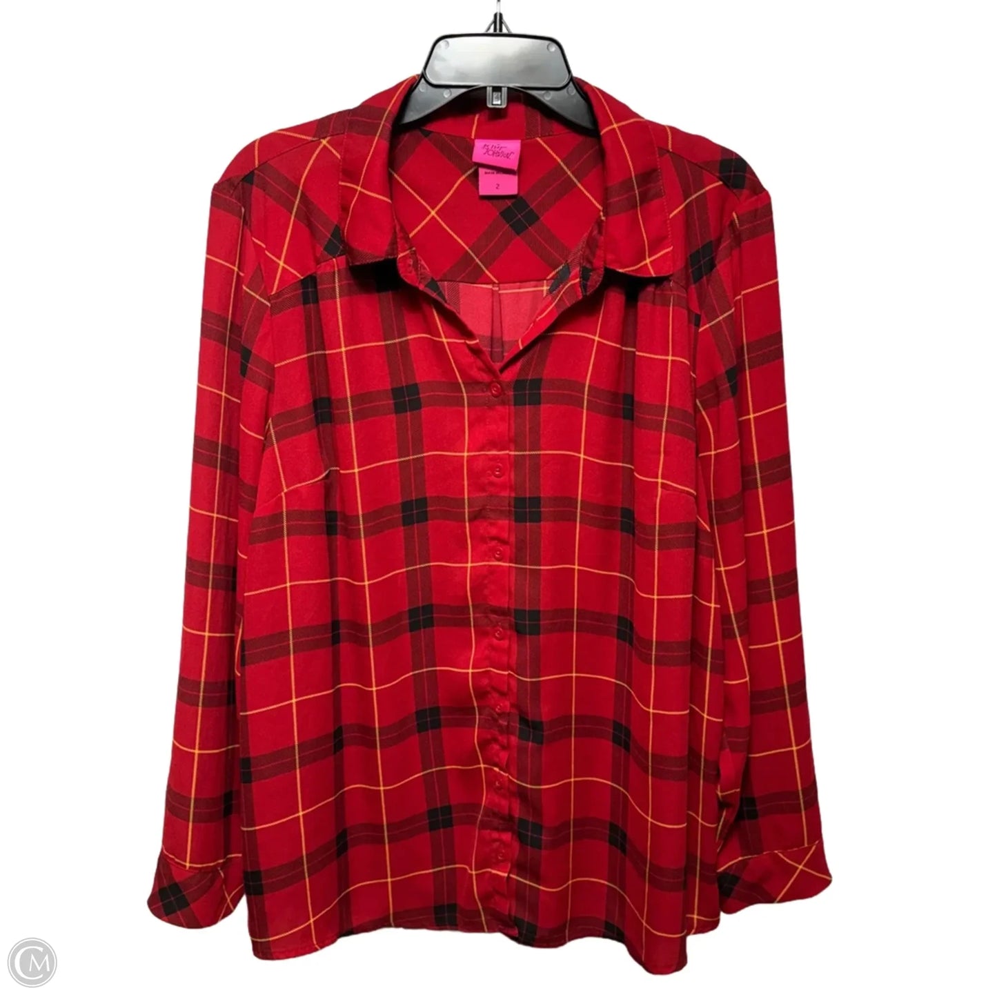 Top Long Sleeve By Torrid x Betsey Johnson In Plaid Pattern, Size: 2x