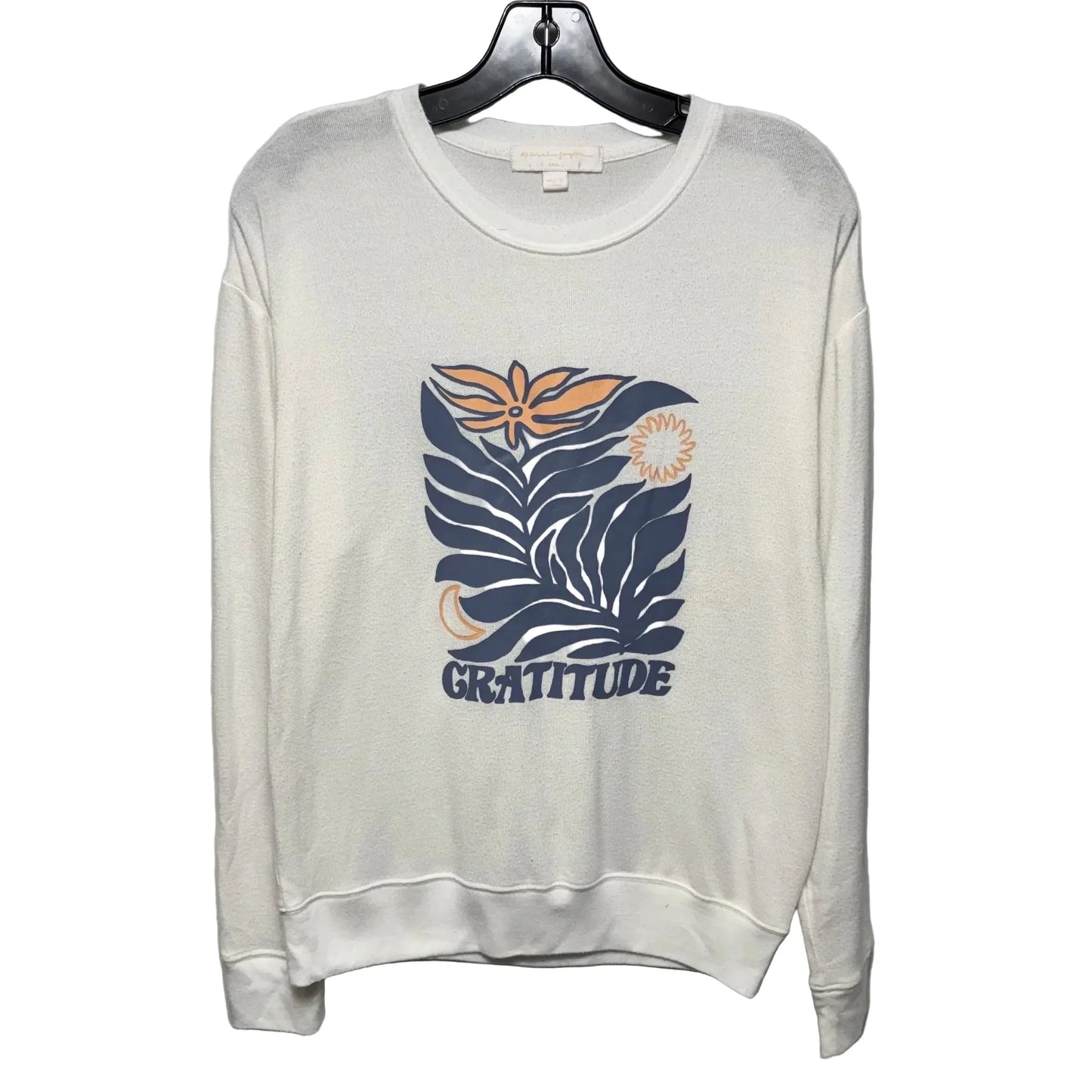 Gratitude Top Long Sleeve Crewneck By Spiritual Gangster In Cream, Size: S