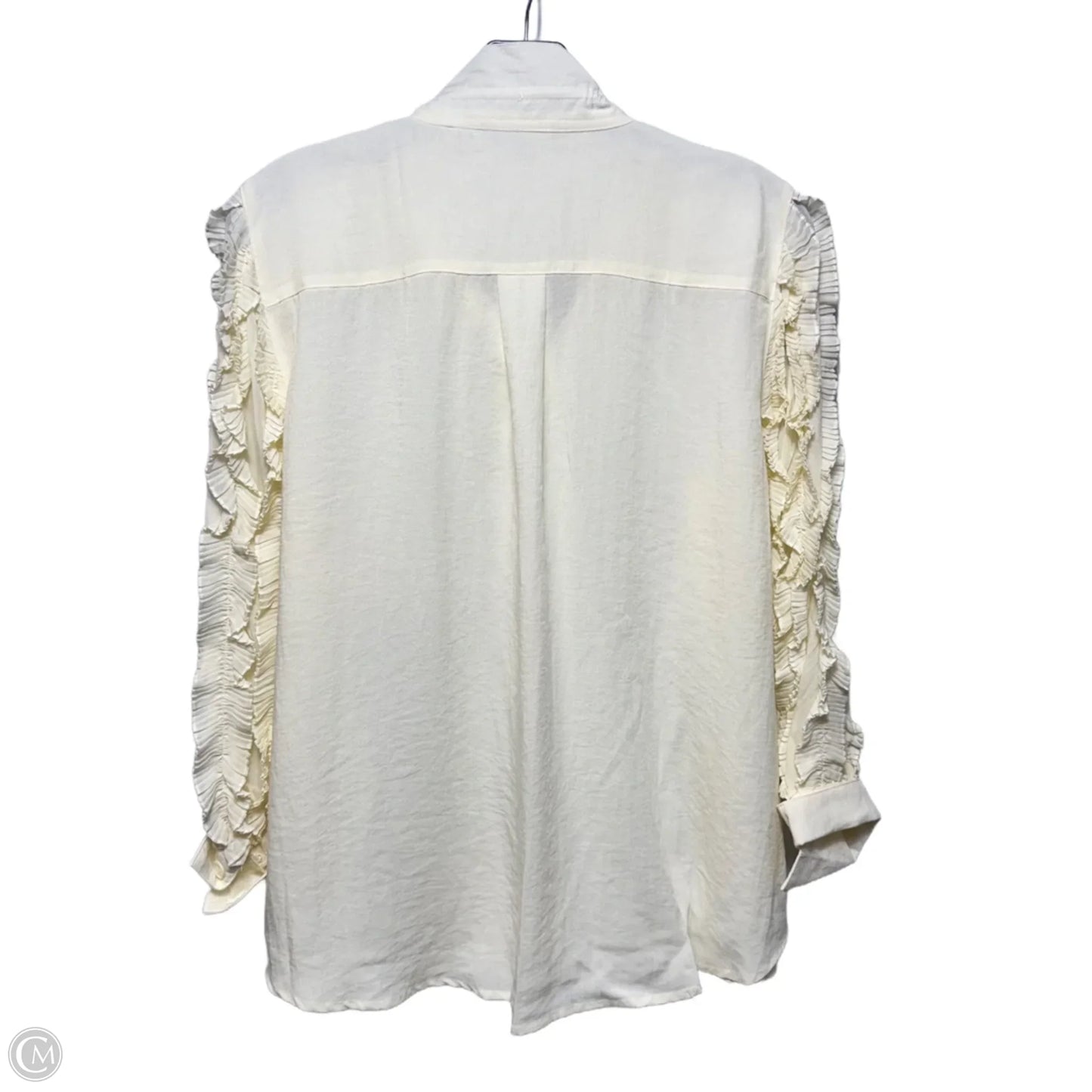 Essentials Ruffle Sleeve Top Long Sleeve By John Mark In Cream, Size: Lp