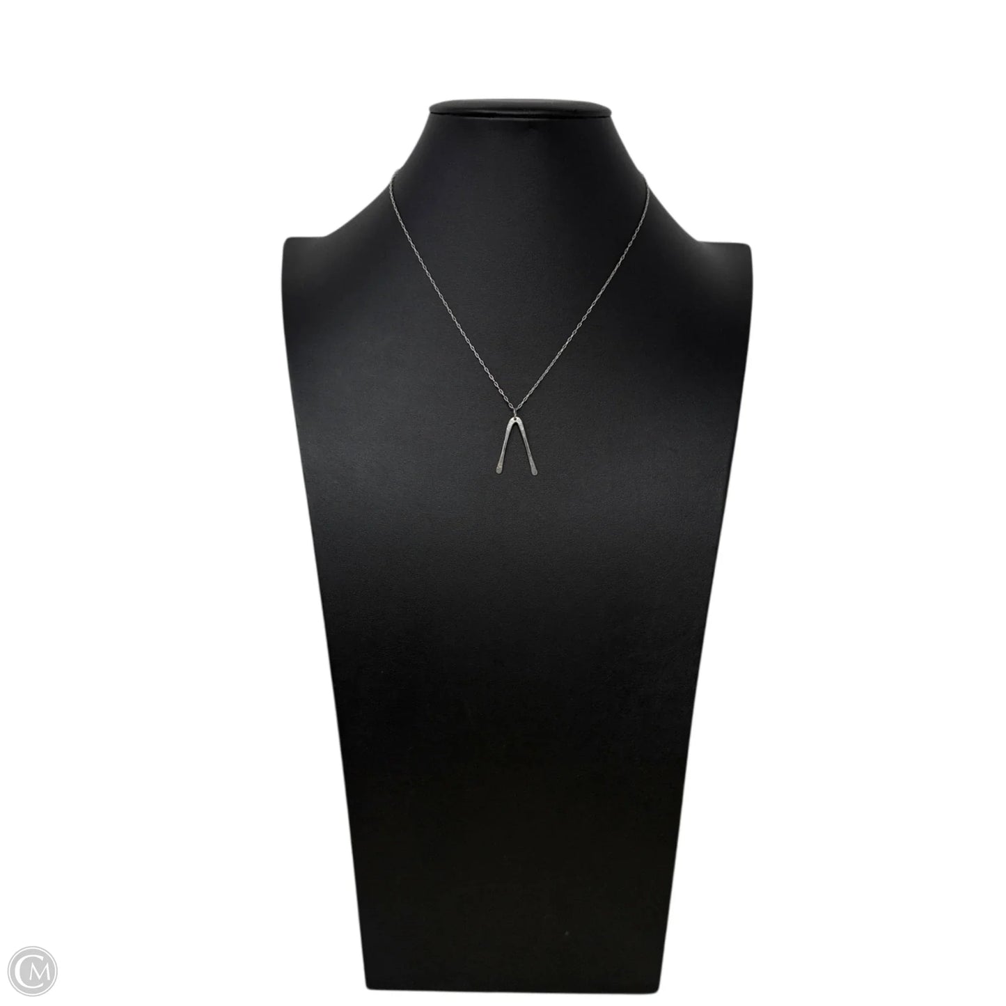 Silver Tone Wishbone Pendant On Sterling Silver Chain