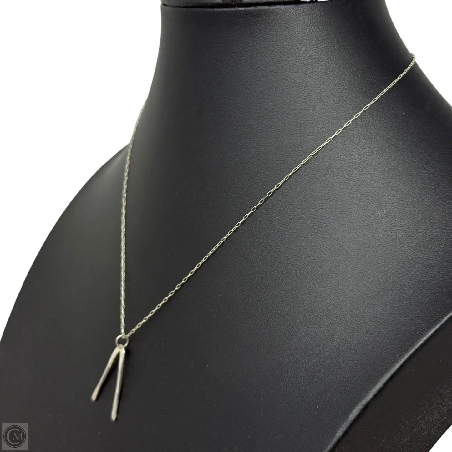 Silver Tone Wishbone Pendant On Sterling Silver Chain