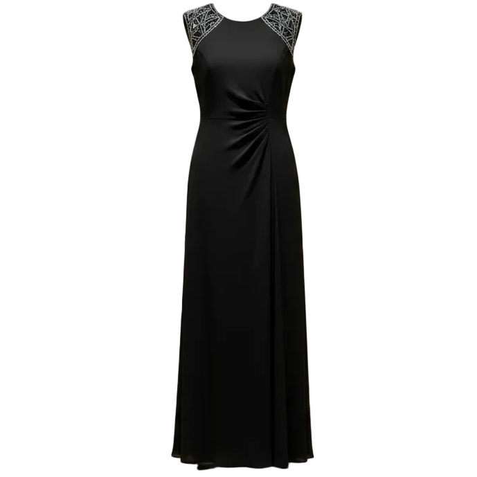 Beaded Cutout Dress Party Long By Patra In Black, Size: 4