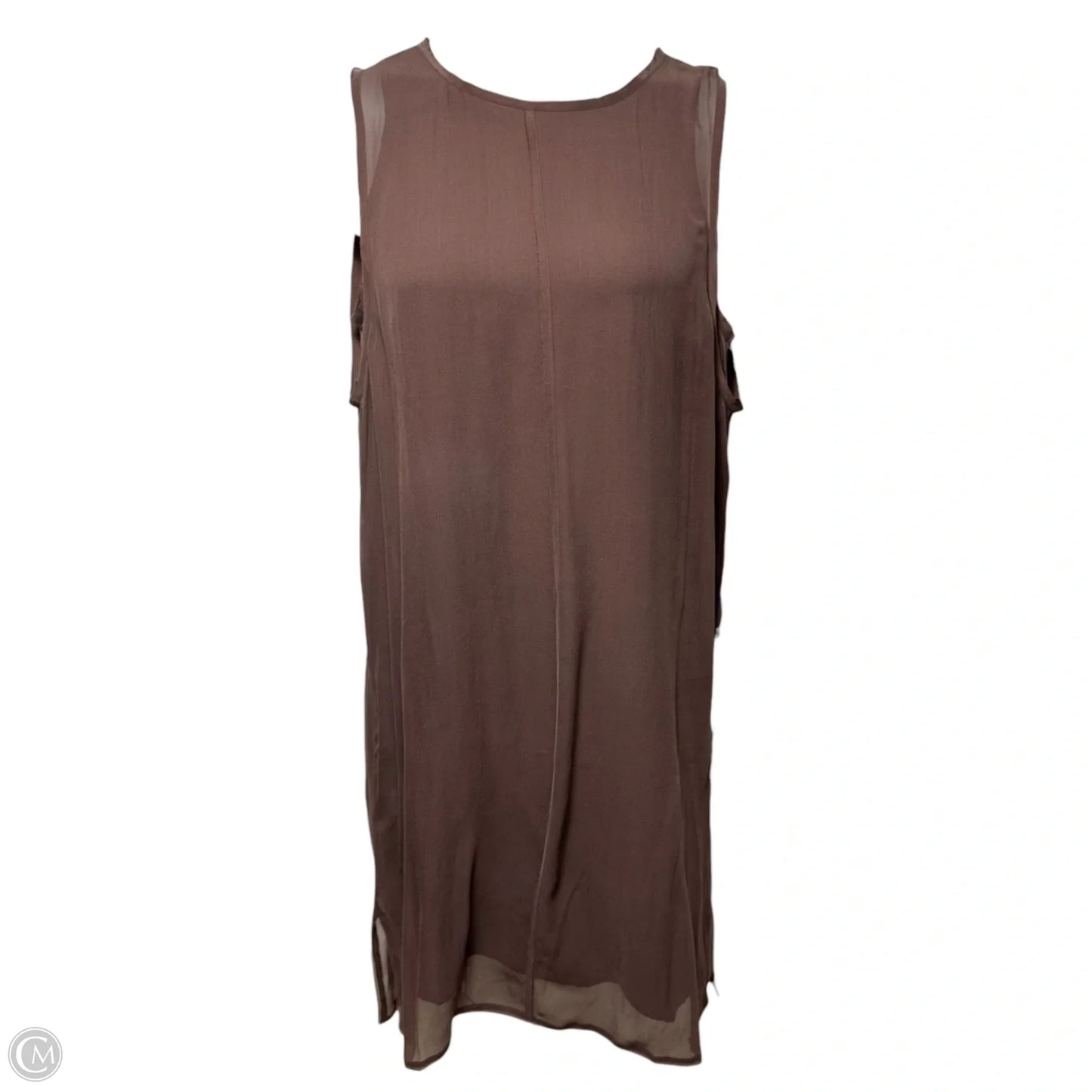 Silk Layered Tank Dress Casual Midi By Go Silk In Brown, Size: M