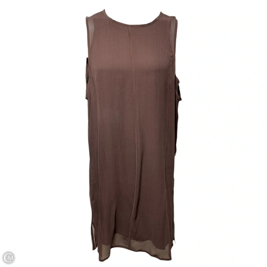 Silk Layered Tank Dress Casual Midi By Go Silk In Brown, Size: M