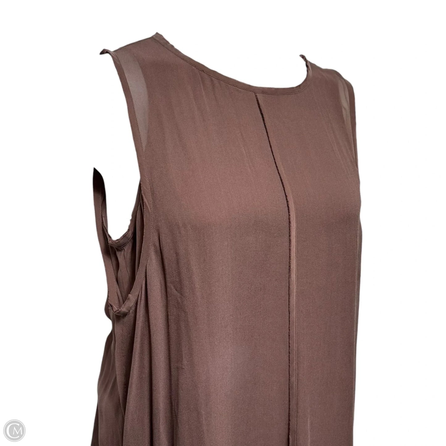Silk Layered Tank Dress Casual Midi By Go Silk In Brown, Size: M
