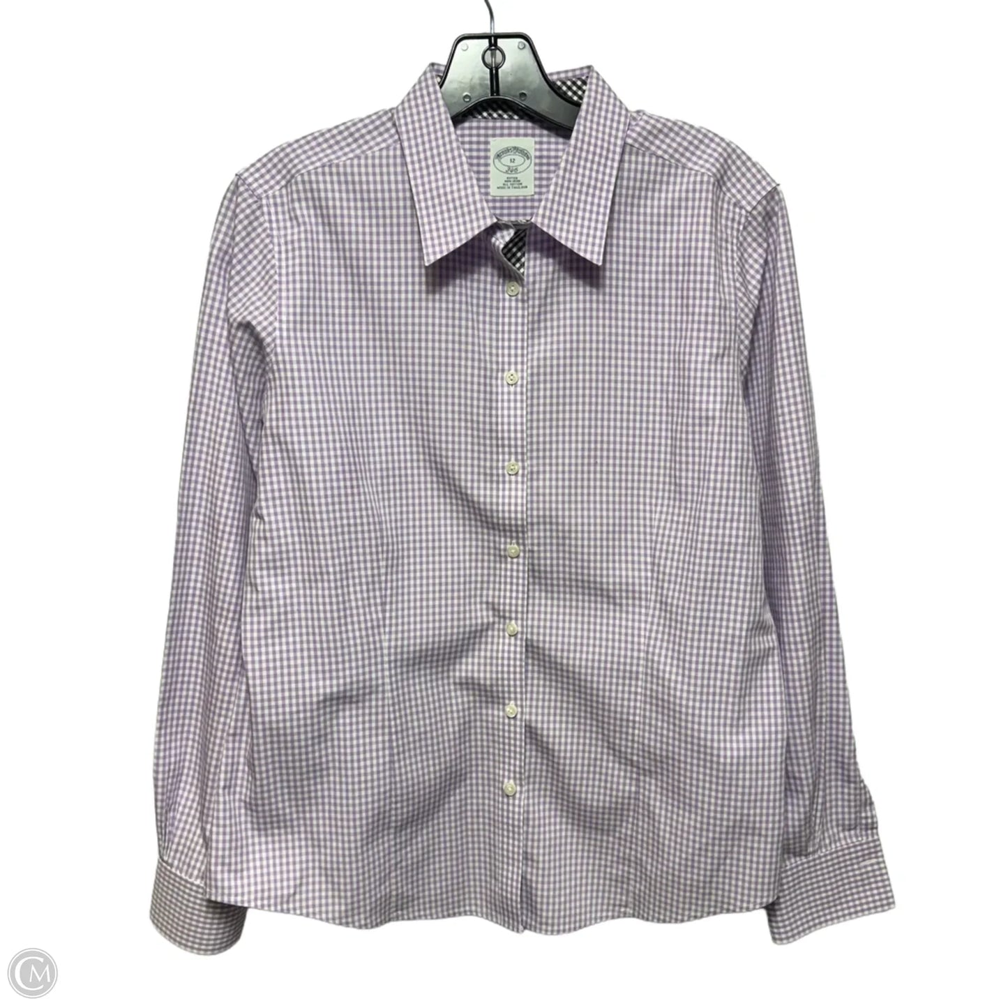 Top Long Sleeve By Brooks Brothers In Checkered Pattern, Size: 12