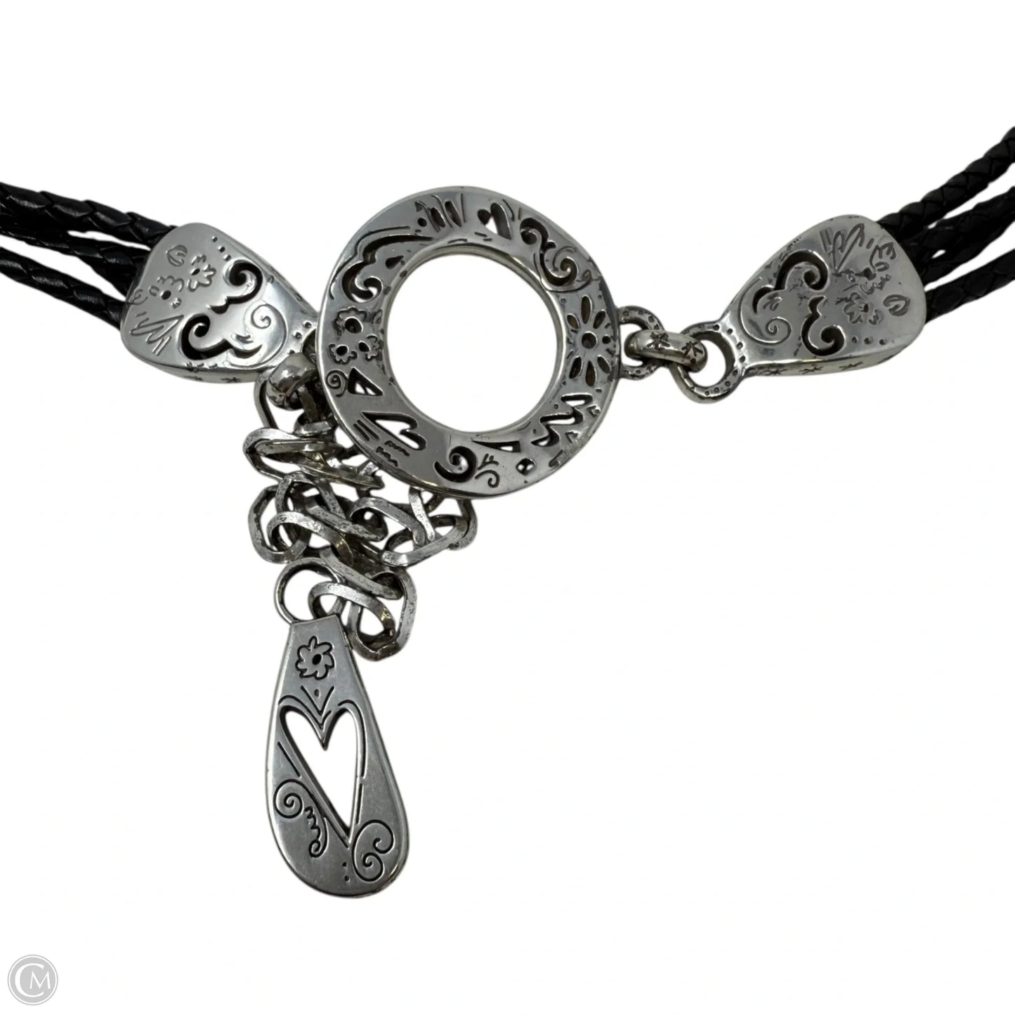 4-Strand Leather & Silver Plate Chain Belt By Brighton