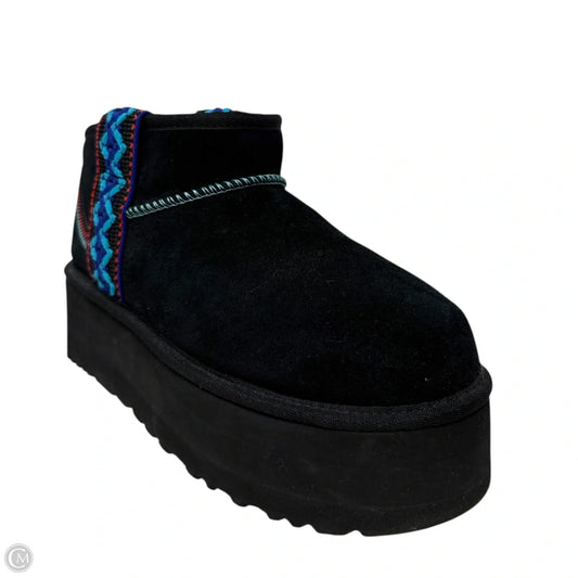 Classic Ultra Mini Braid Platform Boots Designer By Ugg In Black, Size: 9