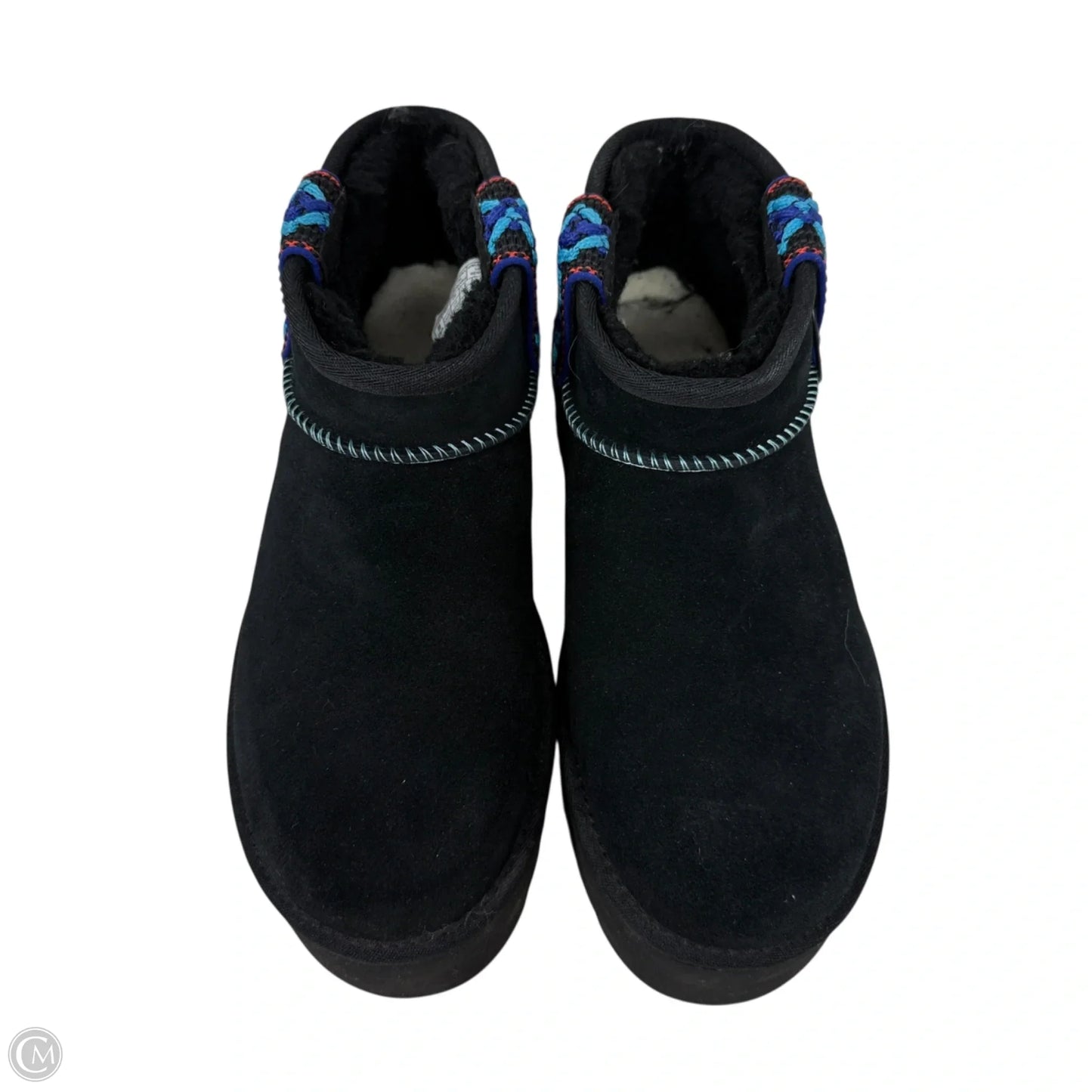 Classic Ultra Mini Braid Platform Boots Designer By Ugg In Black, Size: 9